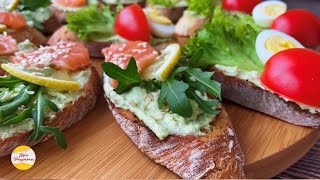 Вкусные брускетты с авокадо 🥑 моирецепты рекомендации брускетта бутербродыназавтрак [upl. by Airamzul]