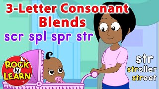 ThreeLetter Consonant Blends  scr spl spr str  Rock ’N Learn [upl. by Yesdnil]