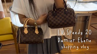 SHOPPING VLOG 🛍️ Bottega Veneta Mini Wallace amp NEW LV Speedy 20 Damier Ebene [upl. by Aidualk]