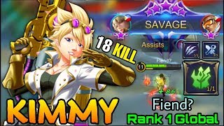 SAVAGE 18 Kills Kimmy Jungle Emblem  Hybrid Build  Top 1 Global Kimmy Fiend  Mobile Legends [upl. by Adnilg377]