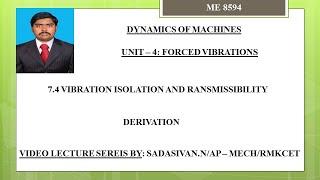 74 Vibration Isolation amp Transmissibility [upl. by Borreri]