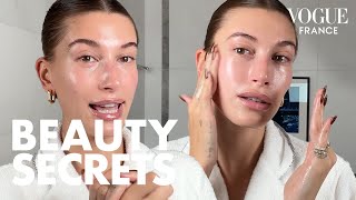 Hailey Biebers skincare routine for a super glowy complexion  Vogue France [upl. by Grogan581]