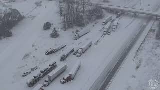 A major pileup has involved over 40 cars and semis Hartford Michigan along I94 120224 [upl. by Arracot564]