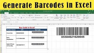 Excel Barcode Tutorial How to Create Barcode in Excel [upl. by Lirba]