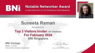 Recognitions of Month March 2024  BNI Singapore [upl. by Tessy498]