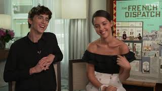 The French Dispatch Timothee Chalamet amp Lyna Khoudri Interview Englisch English 2021 [upl. by Artened128]