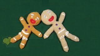 omino biscottino pan di zenzero alluncinetto tutorial ginger bread man crocheted [upl. by Hayott]