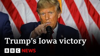 Donald Trump wins Iowa caucuses  BBC News [upl. by Ahsyas922]