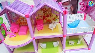 doll in the Lovely House playset toys unboxing  khmer toys [upl. by Bink]