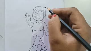 How to draw a nobita doraemon new drawing Very easy step by step [upl. by Rydder]