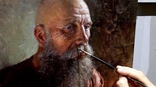 PAINTING a PORTRAIT in OILS  How I paint BEARDS [upl. by Quint243]