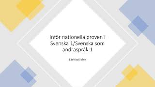 Inför nationella provet svenska 1svenska som andraspråk 1  Läsförståelse [upl. by Teeniv]