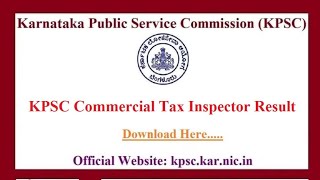 KPSC CTI Result 2023 Download Karnataka PSC Commercial Tax Inspector Exam Cut off Marks Merit List [upl. by Adnav859]