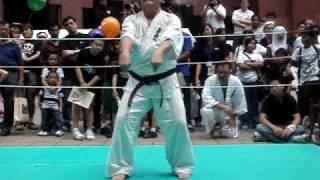 singapore budokan kyokushin karate demo part 5standing on eggs while breaking brick [upl. by Malkah]