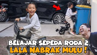 LALA LANGSUNG BISA PAKE SEPEDA RODA 2  TAPI NABRAK TONG SAMPAH MULU [upl. by Econah]