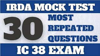 IRDA Exam Mock Test15  IC38 Mock Test 2022  LIC Agent Exam Preparation [upl. by Vivianna]