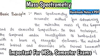 Mass Spectrometry  Basic Principle amp Theory  Spectrum Of Neopentane  MSc Notes [upl. by Andree]