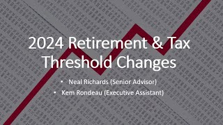 2024 Tax Thresholds and Retirement Contribution limits [upl. by Meghann]