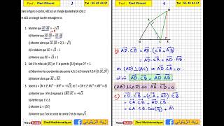 02 Produit Scalaire Correction Exercice 3ème Science  Math [upl. by Aelaza]