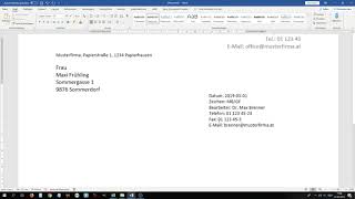 Geschäftsbrieferstellung in Word 2019 [upl. by Solon196]