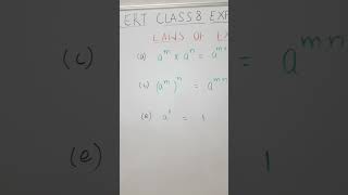 CLASS 8 EXPONENTS AND POWERSLAWS OF EXPONENTS [upl. by Zulaledairam]