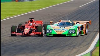 Ferrari F1 2018 vs Mazda 787B  Monza [upl. by Derrik522]