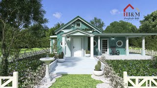 Easter Small House Cozy Cottage Farmhouse  3D Home Tour 969 sqft [upl. by Elacim198]