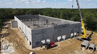 TiltUp Construction Lifting Concrete Panels and Installing Steel  Toms River NJ [upl. by Beckerman]