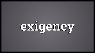 Exigency Meaning [upl. by Kinch]