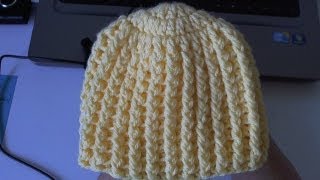 How to crochet Easy Ribbed Beanie  Hat Style 1 [upl. by Divadnahtanoj]