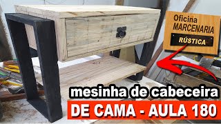 criado mudo mesinha de cabeceira em pallets ou pinus com sobras de madeira marcenaria rustica [upl. by Katz]