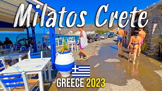 Milatos Crete walking tour 4k Kreta Greece 2023 [upl. by Enneyehs]