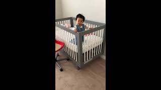 Funny baby cries when mommy pretends to leave the room [upl. by Nomelif]