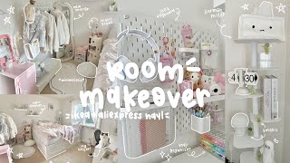 aesthetic room makeover 🎧🛒 ikea  aliexpress haul business launch building herman miller shelf [upl. by Ahsinuq]