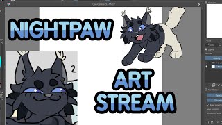 Drawing Nightpaw GalaxyClan Art Stream [upl. by Thar]