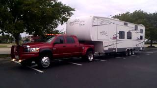 06 dodge dually 59 towing a 40 foot toy hauler [upl. by Kalasky]