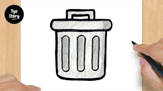 378 How to Draw a Trash Can  Easy Drawing Tutorial [upl. by Aneerb]