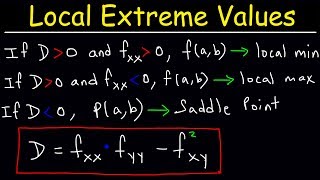 Local Extrema Critical Points amp Saddle Points of Multivariable Functions  Calculus 3 [upl. by Lili182]