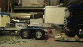 custom built RC Lowboy trailer on custom king hauler w real hydraulics [upl. by Eelirem122]