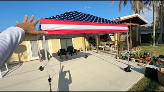 CROWN SHADES 10x10 Canopy Tent with Sidewalls USA FLAG ✅ REVIEW [upl. by Hanikehs831]