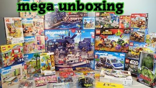 mega unboxing 5 Spielzeug auspacken seratus1 Playmobil Polizei Lego [upl. by Ormiston]