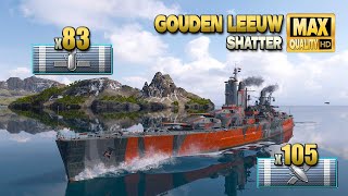 Cruiser Gouden Leeuw Good use of airstrike amp guns  World of Warships [upl. by Ezekiel]