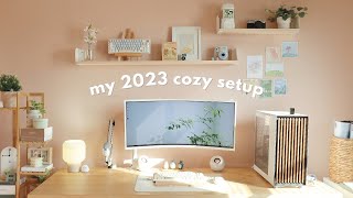 2023 Cozy Desk Setup Makeover  Pinterest inspired Aesthetic PC Setup [upl. by Anirtek]