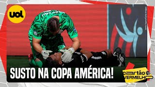 BANDEIRINHA PASSA MAL DESMAIA E É SOCORRIDO POR GOLEIRO DURANTE JOGO DA COPA AMÉRICA [upl. by Anna-Diana193]