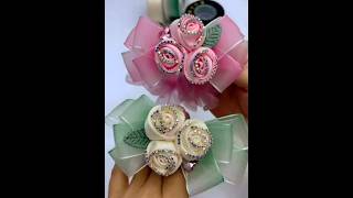 Flower bow making  flower bow for hair pin [upl. by Isolda840]