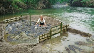 How to Trap Fish With Bamboo on Big Rivers During Flood Season Pretty Girl Trap Big School Of Fish [upl. by Ative868]