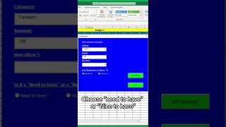 Excel VBA Budget Management Tool shortsvideo vba automation [upl. by Stanford]