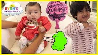 Twin Babies Fart with Kids Farting Toy Prank Whoopie Cushion Ryans Family Playtime with baby [upl. by Fasta]