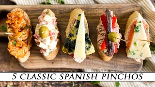 5 Classic Spanish Pinchos  Quick amp Simple Tapas Recipes [upl. by Lesh732]