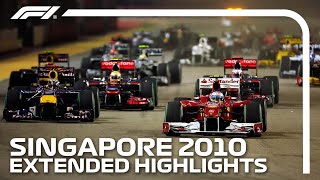 Alonso amp Vettel Battle It Out For Top Spot  Extended Race Highlights  2010 Singapore Grand Prix [upl. by Haelhsa]